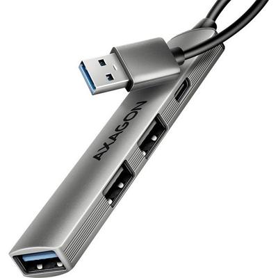 AXAGON HUE-STA USB-Hub 4 Port USB-C®, USB-A 5 GBit/s Grau