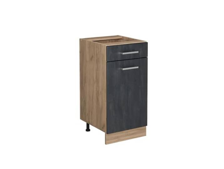 Vicco Küchenunterschrank R-Line, Schwarz Beton, 40 cm 1 Schublade · Ohne Arbeitsplatte · Höhenverst. Füße · Leichter Zugriff · Frei kombinierbar