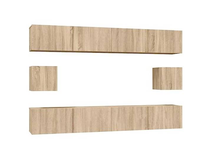 GKHPYURE TV-Möbel-Set, 6 Stück, Sonoma-Eiche, Holz, mehrschichtig Wanddesign, praktische Tür, großer Raum, 4 Stück 100 x 30 x 30 cm, 2 Stück 30,5 x 30 x 30 cm
