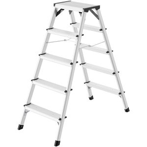 Hailo Stehleiter StandardLine D60, 8655-007, beidseitig begehbar, aus Aluminium, bis 150kg, mit 2 x 5 Stufen