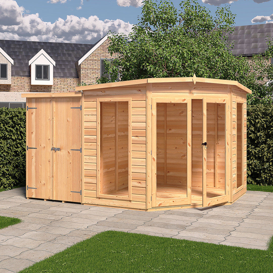 Shire GB Shire Barclay Corner Summerhouse With Side Shed 8 Ft X 12 Ft
