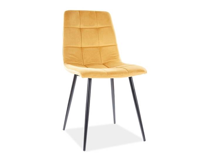 Chaise Design Métal Noir & Velours Jaune Frigg