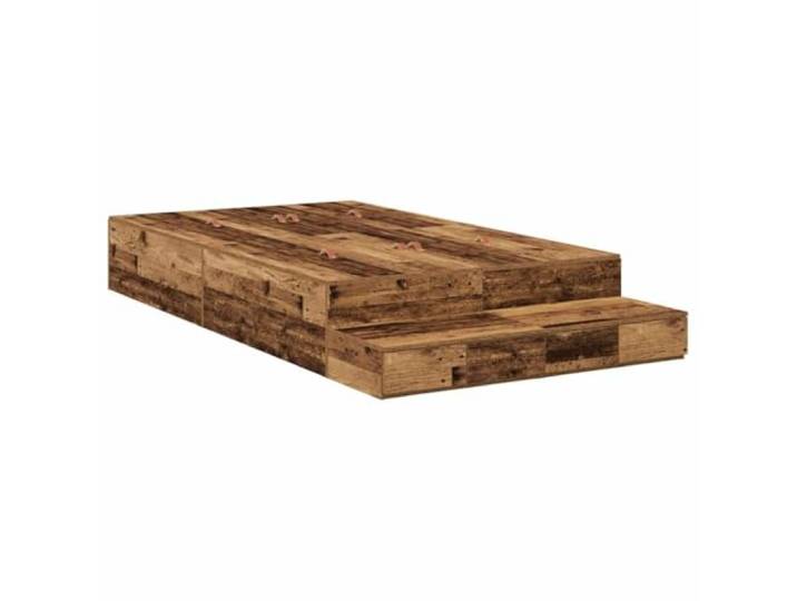 PUGYNBK Aufbewahrungsbett, Kiefer, massiv, 120 cm Mit Schubladen, integrierten Türen, Ledergriffen, ohne Lattenrost, moderner Stil