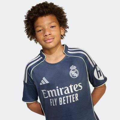 Fußballtrikot ADIDAS PERFORMANCE "REAL MADRID 25/26 KIDS AUSWÄRTSTRIKOT", Jungen, Gr. 128, blau (legend ink), Obermaterial: 100% Polyester, Trikots Fußballtrikot, Real Madrid