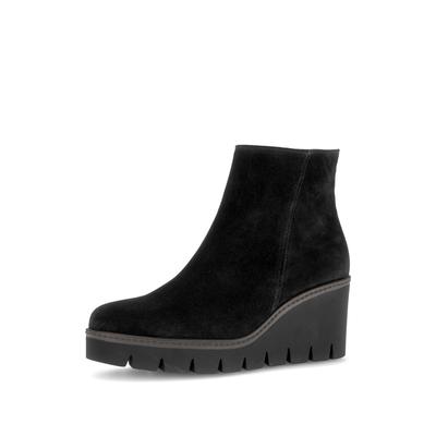 Keilstiefelette GABOR, Damen, Gr. 43, wärmend, schwarz, Veloursleder, Schuhe, Keilabsatz, Businessstiefelette mit praktischem Innenreißverschluss