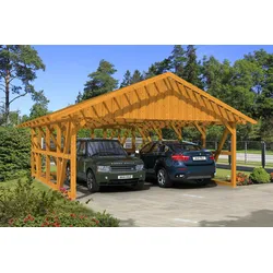 Skan Holz Schwarzwald Doppel 684x772cm Dachlatt.eiche hell inkl.gr.Abstellraum Holzcarport