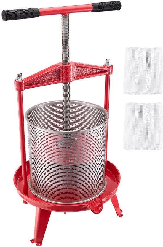 Handbediende citruspers met roestvrijstalen kom en antislipbasis, rood