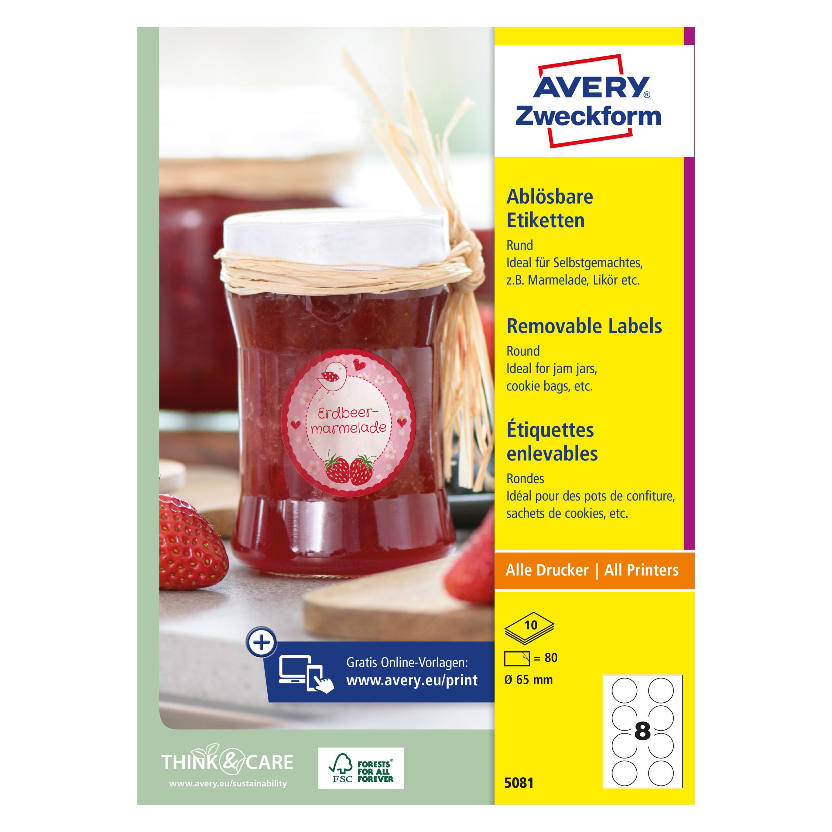 Avery Runde Etik. Ø:65mm (5081)