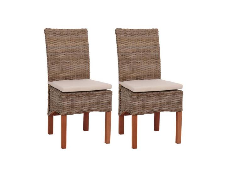 MCW Esszimmerstuhl Var-2 (Set, 2 St), 2er-Set, geflochten, Beine aus Holz, Rattan in naturbelassener Färbung