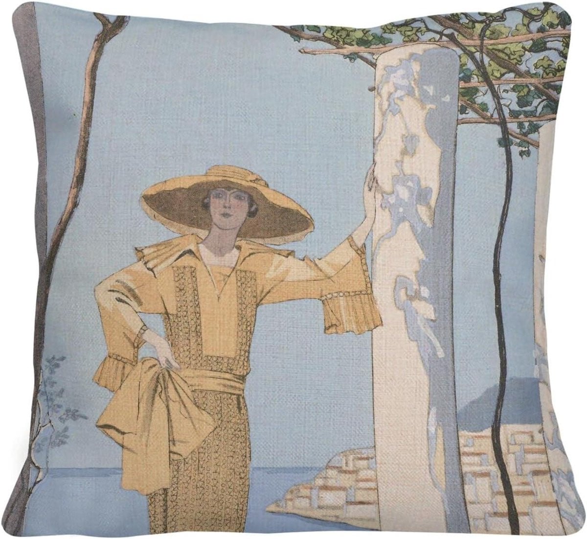 Decoratief kussen met linnenlook overtrek - Zomerjurk - 40 x 40 cm