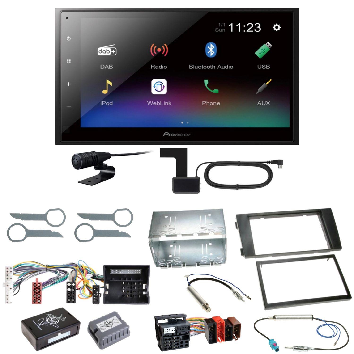Pioneer DMH-A340DAB Digitalradio Bluetooth Einbauset für Audi A6 4B Facelift