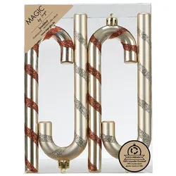 4 Christbaumschmuck Zuckerstangen 14cm Kunststoff Christbaumkugeln Glitzer Weihnachtskugeln Weihnachtsbaumkugeln Weihnachtsdeko Bruchsicher Champagner