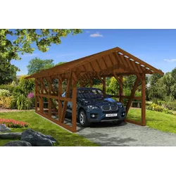 Skan Holz Schwarzwald Einzel 424x772cm Dachlattung nussbaum inkl.Abstellraum Holzcarport