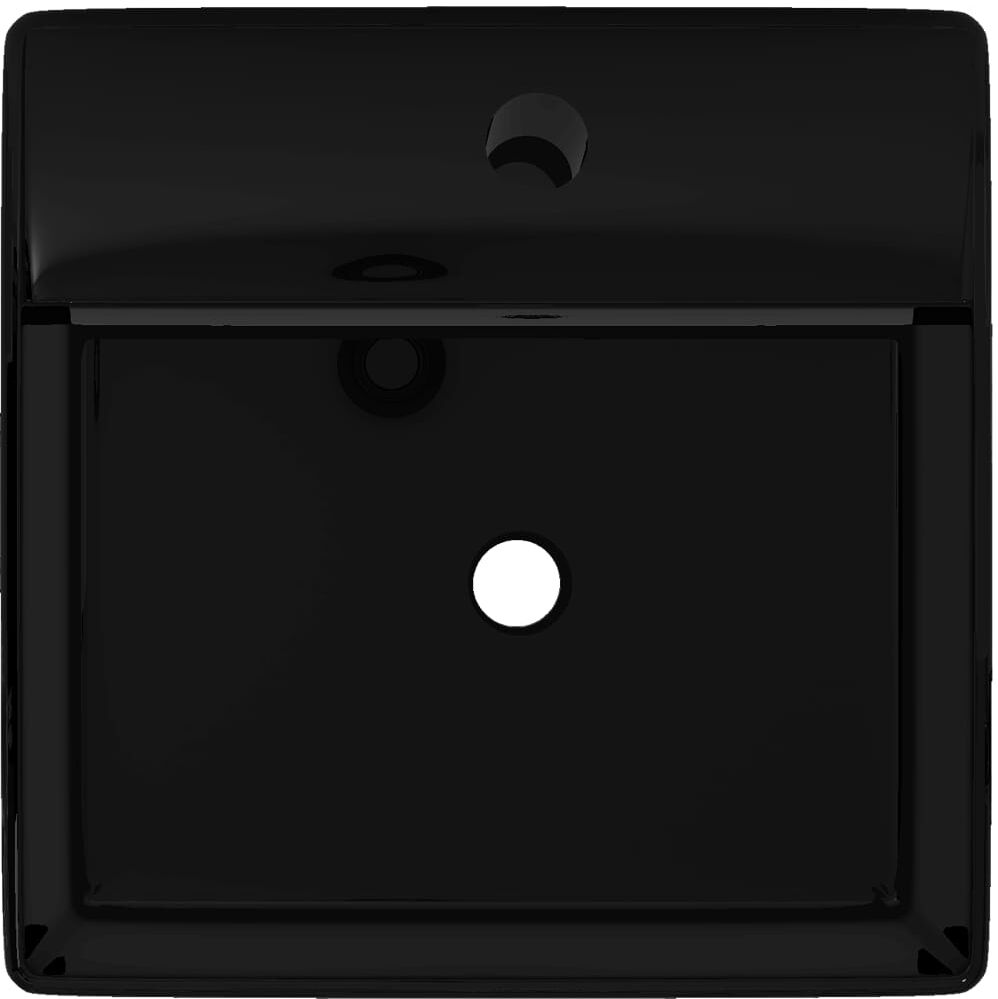 vidaXL Robinet de lavabo salle de bain céramique/trou trop-plein carré noir