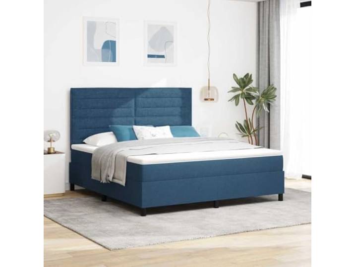 WDGJJFECNMUEHI Stoffbezug Kiefernholz Modernes Design 180x200 cm Marineblau Boxspringbett mit Matratze und Kopfteil Blau 180x200 cm Stoff Bett mit Lattenrost Taschenfederkern Komfort-Komplettset