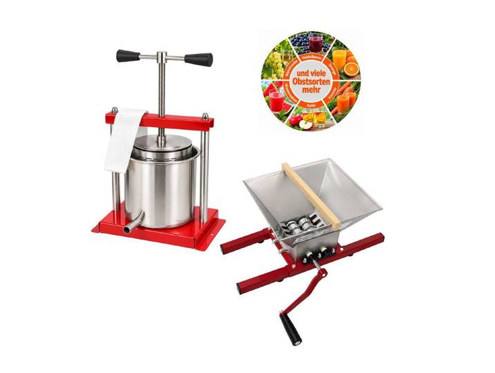 HELO24 Obstpresse Saftpresse Manuell Weinpresse Obstmühle 7L + Obstpresse 5L im Set