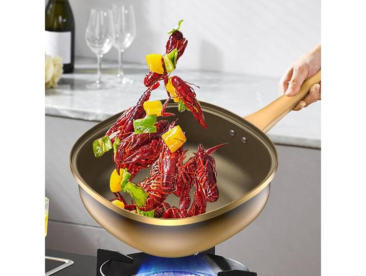 Poêle à frire antiadhésive avec couvercle, ustensiles de cuisine en alliage de titane, fournitures de cuisine pour poêle à Induction électrique, grillades