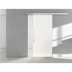 Griffwerk Glasschiebetür (ESG) inkl. Rahmen ESG PURE WHITE matt FROSTED 1060x2058x8mm inkl. AIR Edelstahl-Optik matt