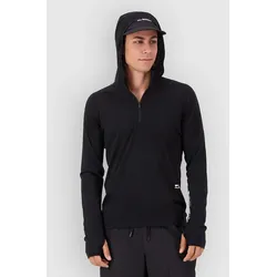 Mons Royale Temple Merino Long Sleeve Hood Funktionsshirt black Gr. L