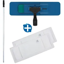 Wischset EcoMop-Kunstoffklapphalter 40 cm mit Alustiel und 2x Microfasermop 40 cm