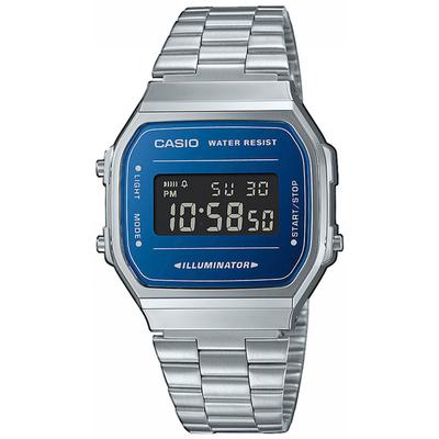 Chronograph CASIO VINTAGE, silber (azurblau, silberfarben), Armbanduhren, Damen, Chronograph, Quarzuhr, Armbanduhr,Damenuhr, Herrenuhr, Digitaluhr, Edelstahlarmband