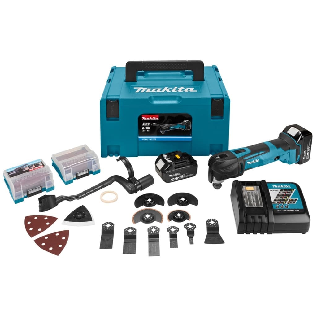 Makita Accuschroefboormachine en Multitool, 18V, Blauw en Zwart
