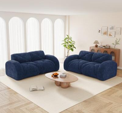 GDFStudio - Velvet 2+2 Seater Modular Sofa Set with 32D High Density Sponge Deep Seat