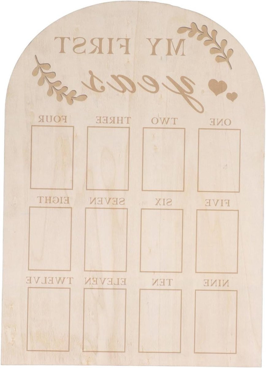 Baby Foto Herinneringsbord Mijlpaal Bord met Houten Frame voor 12 Foto's