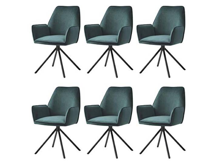 Mendler 6er-Set Esszimmerstuhl HWC-G67 Samt - grün, Beine schwarz