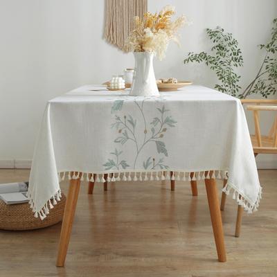 Enova Home High Quality Washable Rectangle Cotton linen tablecloths, Wrinkle Resistant Washable Dining Room Table linen for Rectangle Table
