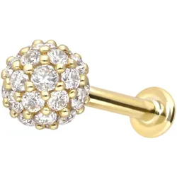 14 Karat Gold Labret mit Innengewinde MULTI-MOISSANIT