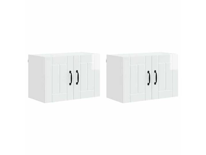 En solde  Placards murales de cuisine Montage mural (2 pcs) - Armoire Meuble de Rangement - Blanc brillant A14