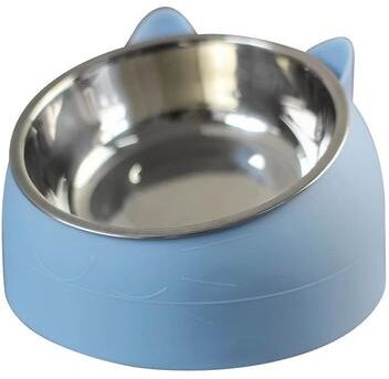 Inspired Living 15 Tilted Stainless Steel Cat Bowl With Non Slip Raised Base blue 400ml