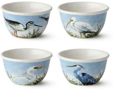 "Certified International Coastal Birds 5.25"" Ice Cream/Dessert Bowls, Set of 4 Assorted Designs - 6.00""L x 6.00""W x 3.25""H"