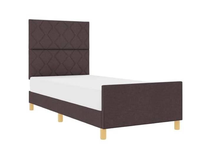 PUGYNBK Gepolsterter Bettgestell, Dunkelbraun, 100 x 200 cm Plattformstruktur, Kopfteil inklusive, Schaumstofffüllung, minimalistisches Design