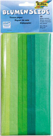 folia Blumenseide, Grüntöne, 50 x 70 cm, 10 Bogen