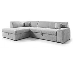 ECKSOFA L Form Lucera Hellgrau 260/175/71 cm Links mit Schlaffunktion
