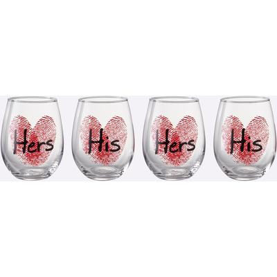Gläser-Set, transparent, bedruckt, B:9,5cm H:12cm, Glas, Trinkgefäße