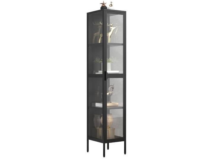 Standvitrine VCM Stahl Glas Vitrine Schaukasten Floka XL , schwarz, B:30cm T:35cm, Obermaterial: 100% Metall MT., Schränke, Standvitrine