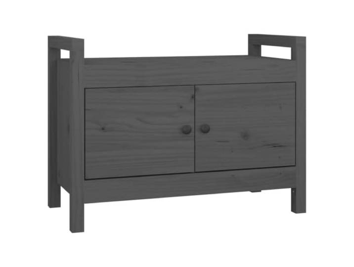GKHPYURE Eingangsbank Grau 80 x 40 x 60 cm aus massivem Kiefernholz Aufbewahrungsbank mit Türen, Innenfächern, Ausstellungsfläche und Sitzfläche, inkl. Wandbefestigung