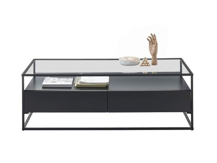 Couchtisch Evora mit Glasplatte , 120x60 , schwarz