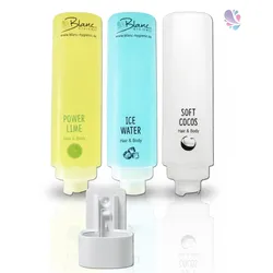 SET: Dusch- und Haarshampoo STARTER- Kit 3x420ml verschied. Düfte mit weißer Wandhalterung HOTELSERIE