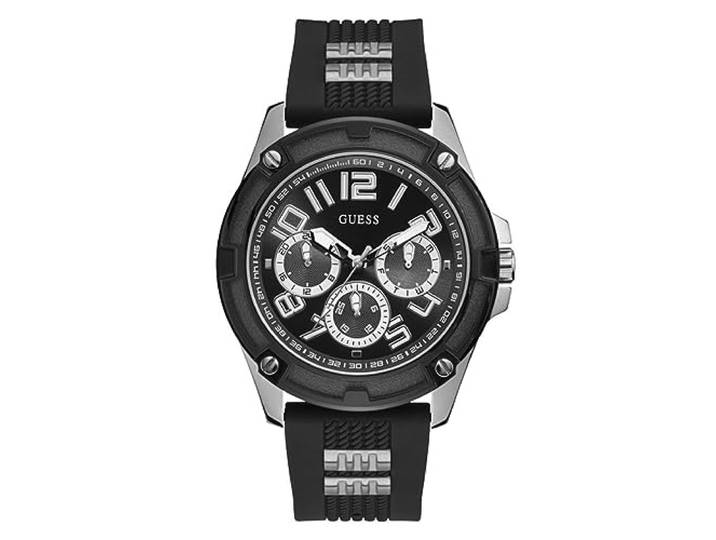 GUESS Horloge, Zilverkleur/Zwart, Eén maat, Quartz Horloge