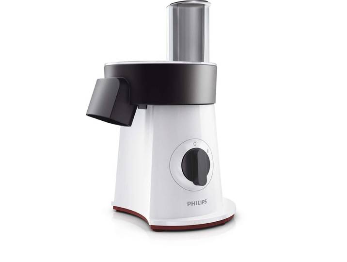 Philips Zerkleinerer HR1388/80 Viva Collection, 200 W, Salatzubereiter, 5 Edelstahlscheiben, rot, schwarz, weiß