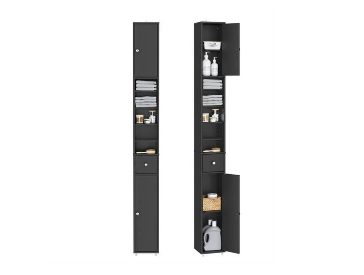 HOCHSCHRANK schmal Badschrank Schwarz 20x20x180 cm