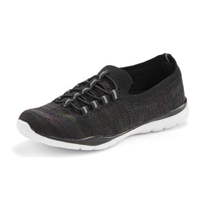 Sneaker LASCANA "Slipper, Halbschuh, Slip-On-Sneaker", Damen, Gr. 37, Textil, schwarz (schwarz meliert), Obermaterial: 100% Textilmaterial. Decksohle: 100% Textilmaterial. Futter: 100% Textilmaterial. Laufsohle: 100% Synthetik, meliert, Basic,...