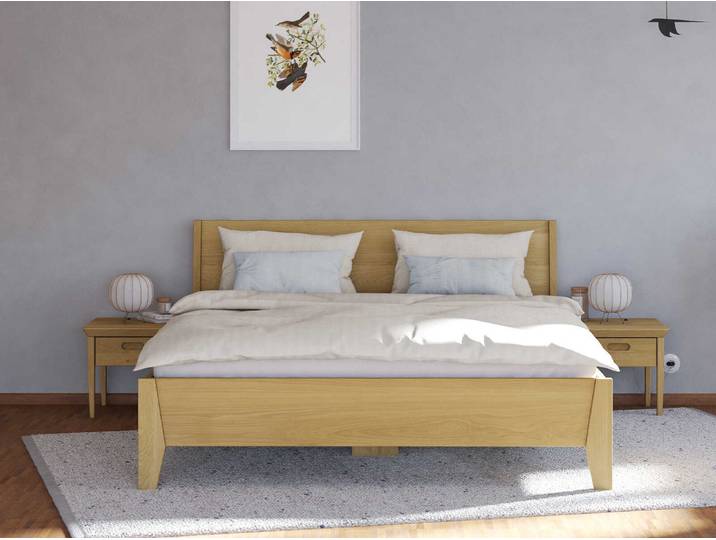 Eichenbett Hell „Benjamin“ 80 x 200 cm Massivholz Eiche Hell