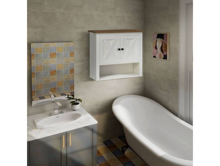 kleankin Armoire Murale Salle de Bain 60 cm Blanc