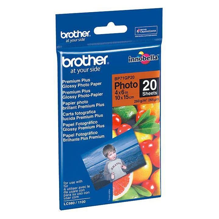 Brother Premium Glossy P-Paper 10x15 (260 g/m², 10x15, 20 Stk.) (BP-71GP20)