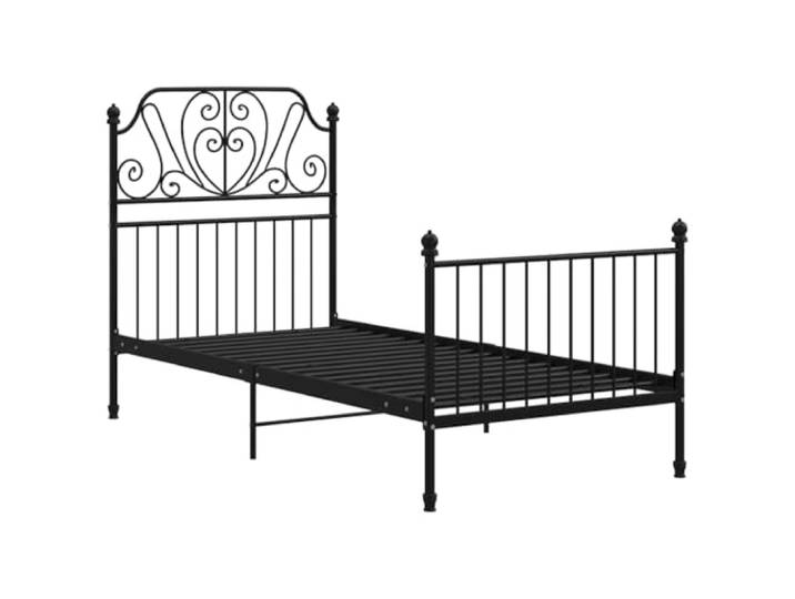 vidaXL Bettgestell Metallbett Schlafzimmer Bett Einzelbett Schlafzimmermöbel Bettrahmen Lattenrost Pulverbeschichtetes Metall Schwarz 90x200cm